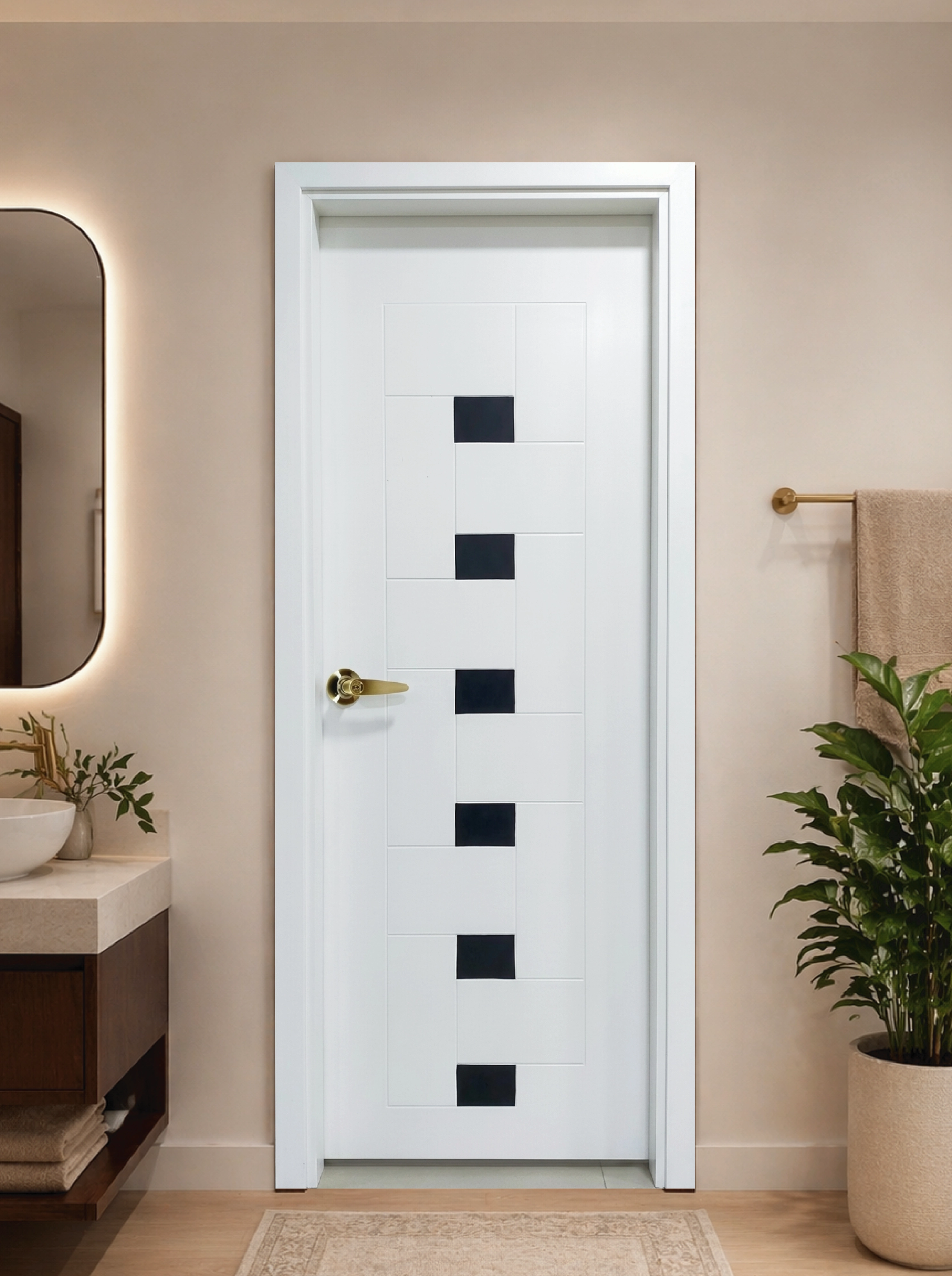 WPC LACQUER PAINT DOOR FRAME WITH SHUTTER- JPL-WPC-1074